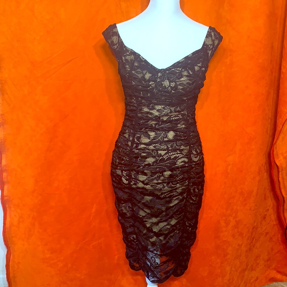 Guess bodycon black lace dress